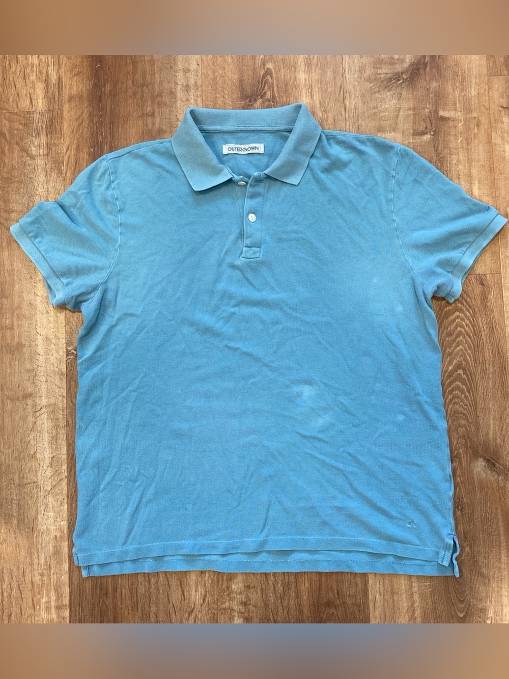 Outerknown Polo Shirt Mens Large Blue Nomadic Pique Knit Organic Cotton Beach